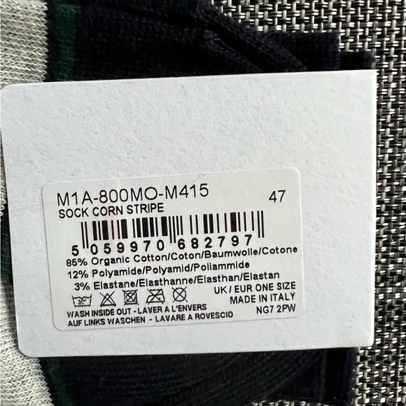 New Men's "Paul Smith" Sock Corn Stripes, Blue/Beige, - Picture 3 of 3